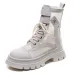 Hollow Out Martin Women's Summer Thin Sandals Leather Breathable Mesh Cool High Thick Heels White Short Boots_vogvips.com