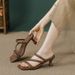 Women's French Style High Heeled Strappy Sandals Square Toe Stiletto Heel Fashionable Outdoor Wear Summer 2025_vogvips.com