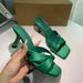 Bow-decorated Shallow-cut Stiletto Backless Thong Sandals For Women, ZA Autumn 2024 New Product, Square-toed High-heeled_vogvips.com