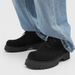 Men's Chunky Sole Derby Boots Retro Suede Workwear Style Fashionable High-Top Martin Boots In Camel & Black_vogvips.com