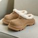 Unisex Winter Clogs With Thick Sole - Waterproof Slip-Resistant Fuzzy Lined Snow Boots For Men & Women (Chestnut, Grey)_vogvips.com