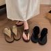 Women's Leopard Print Metallic Thong Slippers Retro Thick Sole Wedge Heel Flip Flops Spring Summer 2026_vogvips.com