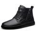 Martin Boots Men's Velvet Thermal Leather Zipper Top Layer Short Boots High Top Cotton Shoes_vogvips.com