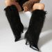 Women's Pointed Toe Stiletto Heel Suede Fringe Boots Fashion High Boots For Fall Winter Autumn And Winter Fashion Boots, Slip On Long Boots._vogvips.com