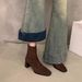 ShoeVault High Heel Korean Style Ankle Suede Martin Women's Shoes 2025 New Autumn Winter Fleece Lined Square Toe Slim Short Boots_vogvips.com