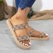 Vintage Large Size Woven Sandals Women Round Head Casual Slip-on Sandals_vogvips.com