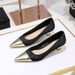 230-20 New Chine Style Women's With Low Heel, Heel Pattern, Silk, Metal Splicing, Pointed Spring And Autumn Single_vogvips.com