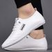 ShoeVault Leather New Loafers Versatile Korean Style White Men's Soft Sole Casual Shoes Business Sneakers_vogvips.com