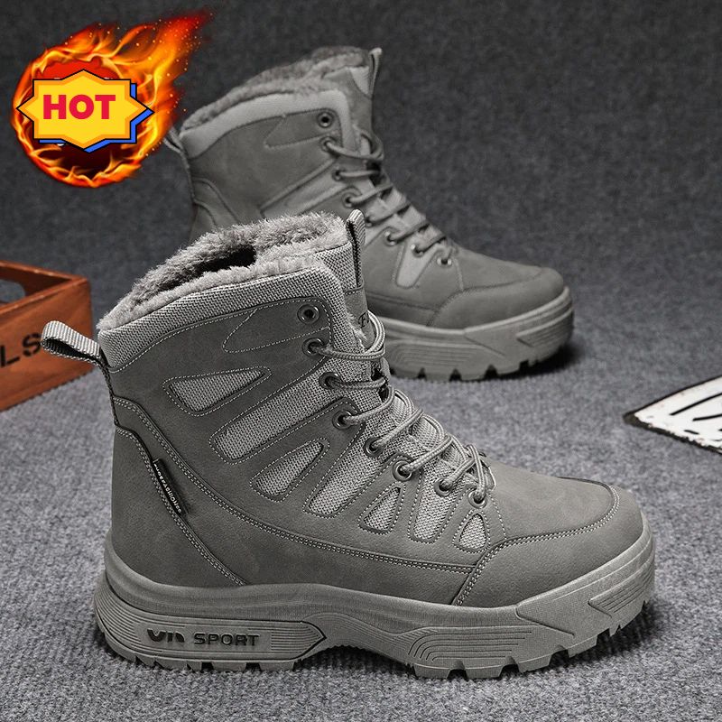 Men's Large Cotton Shoes, High Top, Thick And Warm Outdoor Snow Boots, Tactical Boots, Anti Slip Retro Workwear, Martin Boots_vogvips.com
