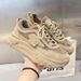Women's Lace-Up Casual Sports Shoes Thick Sole Height-Increasing Outdoor Chunky Sneaker Vacation Breathable Student Shoes, Flat-Bottomed Walking Shoes_vogvips.com