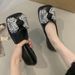 Spring Shallow Mouth Fairy Single Shoes Rhinestone Evening Breeze Gentle Shoes With Skirt Square Head Flat Shoes Female_vogvips.com