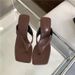 Summer New French Style High Clip Cat Heel Flip-Flops For Outdoor Wear With Skirts Women's Square Toe Stiletto Beach_vogvips.com