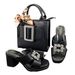 Women’s Shoes women's shoe and bag set, generous soft bag, casual high heeled slippers, daily casual wear, rhinestone embellishment_vogvips.com