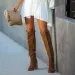 Womens Fashionable Casual Retro Long Knee Denim Square High Heels Boots Bottes Womens Botas De Mujer Atos 240911_vogvips.com