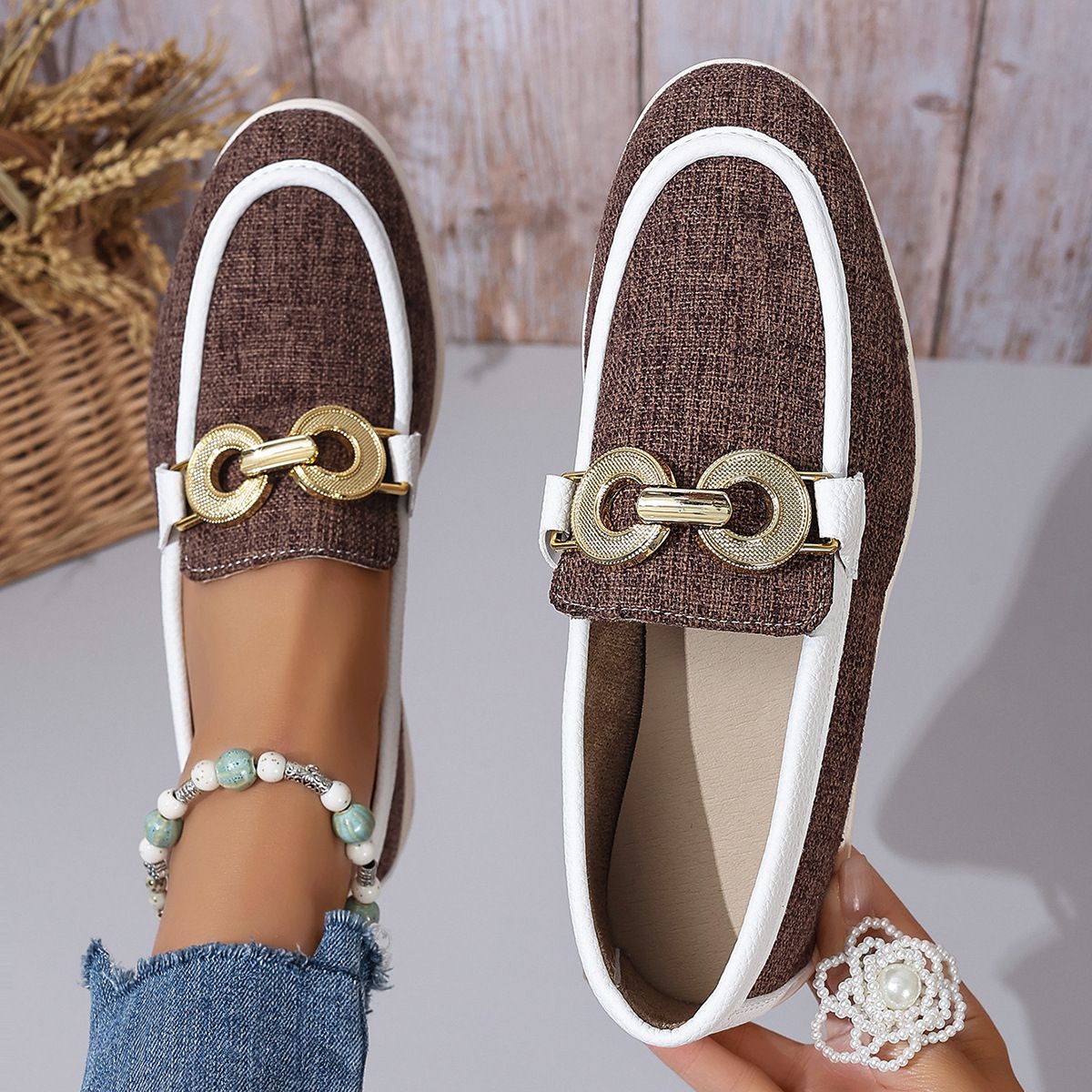 SHLIANG Women Loafers Canvas Flats Brand High Quality Spring Autumn Casual Shoes Leather Single Shoes Plus Size SB056_vogvips.com