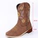 New Martin Shoes Fashionable Thick Heel Pointed Plus Size Embroidered Women's Boots_vogvips.com