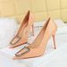 3391-K66 European And American Style Banquet Heels Stiletto Stone Pattern Patent Leather Shallow Pointed Toe Rhinestone_vogvips.com