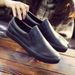 Black Microfiber Waterproof Men's Women's Casual Shoes Flat Bottome Soft Sole Loafers Wear-resistant Non Slip Sneakers Men Shoes_vogvips.com