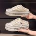 Unisex Canvas Slip-On Shoes Summer Outdoor Wear Casual Style Flat Bottom No-Back Loafers Korean Version Thick Heel_vogvips.com