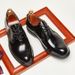 British Style 2025 New Glossy Business Casual Shoes For Men's Formal Wear, Atent Leather Round Toe Oxford Shoes, Lace_vogvips.com