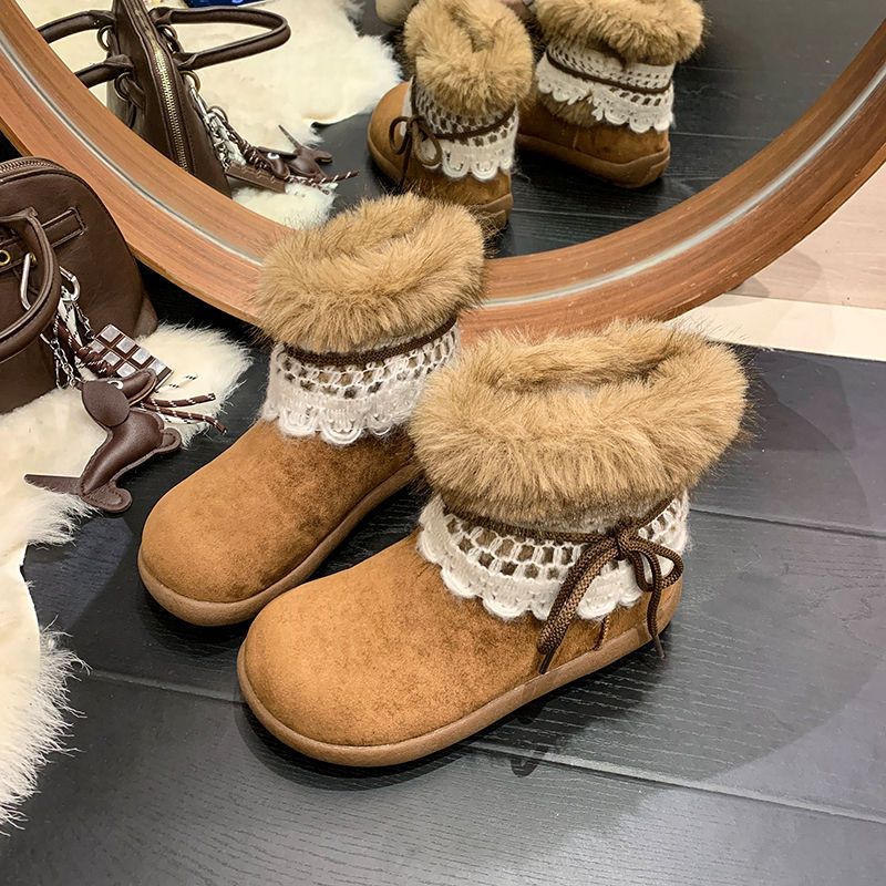 Icelandic Snow Boots Children's Autumn Velvet Thick-soled Spice Girls In The Wind Cotton Shoes Women_vogvips.com