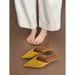 French-style Elegant Closed-toe Mules For Women, 2025 New Summer Model, With Thin Heels That Don't Tire The Feet, Suede_vogvips.com
