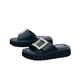 Rhodes New Genuine Leather Square Buckle Rhinestone Buckle Thick Soled Slippers Sandals Versatile Outdoor Beach Casual Shoes_vogvips.com