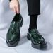 Men's Classic Brogue Loafers - Slip-On Business Casual Shoes With Thick Sole For Summer, Round Toe, PU Leather Upper, Rubber Sole, Low-Cut Comfortable_vogvips.com