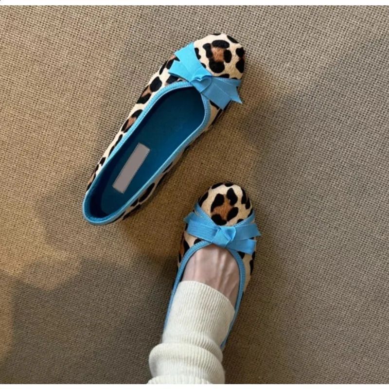 Leopard Women Loafers Fashion Flats Sandals Bow Dress Woman Heels Shoes Elegant Lolita Mujer Zapatos 260528_vogvips.com