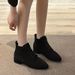 2023 Autumn Winter New Short Low Women's Pointed Toe Suede Front Lace-up Solid Color Chunky Heel Fashion Boots_vogvips.com