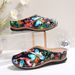 Women's Summer Slip-On Sandals Plus Size 20-25 Thick Soled Hollowed Out Wedge Heel Printed Lazy Style Size 43_vogvips.com