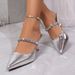 Sandals Women's New Line With Rhinestone Sequin Pointy Stiletto Heels_vogvips.com