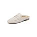 Genuine Leather Loafers For Women – Classic Mule Slip-On Shoes With Gold Accents | Vintage-Inspired Flat Sandals With Stitched Detailing_vogvips.com