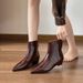 Pointed Toe Short Boots For Women 2025 New Autumn Winter Women's Shoes Low Heel Women's Boots Mid-Calf Slim Boots French Style Sho_vogvips.com