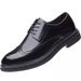 Suitable For All Seasons New Men's Brogue Formal Leather Business Casual British Korean Style Lace-up Breathable Height-increasing Wedding Shoes_vogvips.com