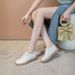 Top Layer Cowhide 2024 Elastic Band Slip-On Fashion Casual Large Size White Women's Shoes_vogvips.com