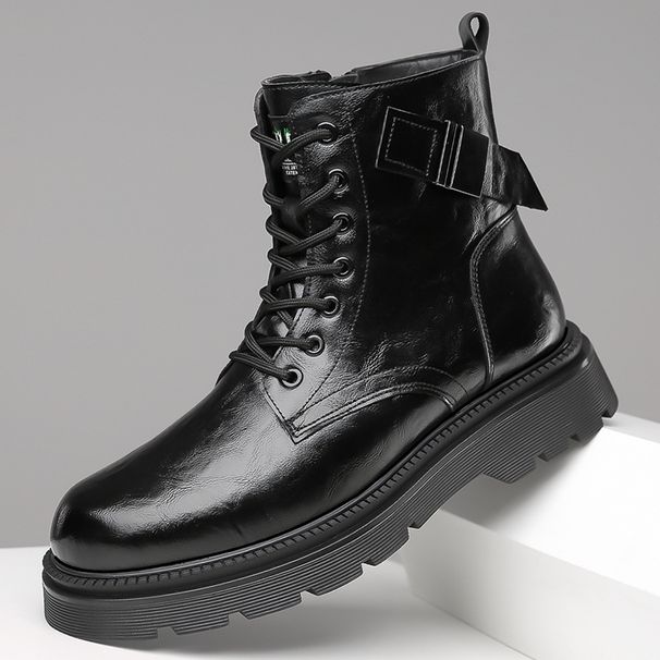 European Warm Series 2025 Winter New Men's Fleece-Lined Martin Genuine Leather Fashion Versatile Warm Height-Increasing Soft Boots Trendy_vogvips.com
