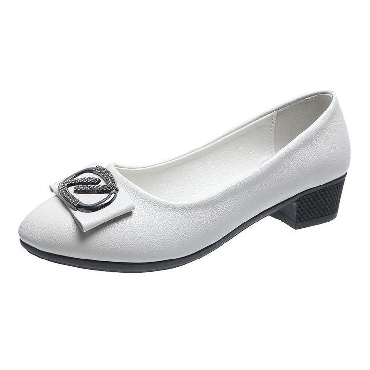 Low Cut Chunky Heel Women's Work Shoes Spring New Style Fashionable Mother Shoes Comfortable Design for Professional Settings_vogvips.com