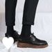 Euro Step Men's Leather Brogue British Style Suit Thick Sole Height Increasing Black Youth Business Formal Wedding Groom Shoes_vogvips.com
