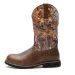 Mens Brown Western Cowboy Boots Leather For Outdoor Casual Country Daily Wear_vogvips.com