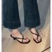 Women's Elegant French-Inspired High Heel Sandals With Metallic Buckle - Strappy Toe Loop Summer Slides_vogvips.com