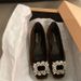 Elegant Rhinestone Shallow Mouth Single Shoes For Women, 2025 Autumn New Versatile Square Toe Flat Loafers_vogvips.com