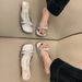French Style Gentle Fairy One-Strap Sandals For Women Summer Outdoor New Bowknot Chunky High Heel Slippers_vogvips.com