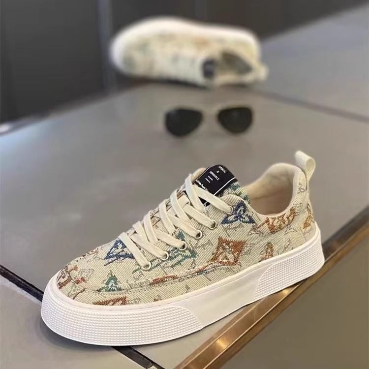 Printed Permeable Canvas Shoes For Men With Permeable Student Sports Casual Sneakers_vogvips.com
