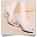 Fish Mouth Sandals Women's Fashion Outer Wear Middle Heel Fairy Style Korean Version Versatile Open-toed Patent Leather Shoes_vogvips.com