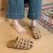Women's Solid Color Breathable Mules Clogs, 2.5cm Woven Closed Toe Arch Support Sandals, Outdoor Beach Slides Home_vogvips.com