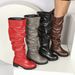 ShoeVault Over-the-Knee 2025 Autumn Winter Western Knight Women High Tube Pleated Chunky Heel Retro Square Toe Slip-On Long Boots_vogvips.com