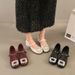 French Thick Heel Square Head Mary Jane Small Leather Shoes Women's Rhinestone Square Buckle Light Mouth Color Matching Shoes_vogvips.com