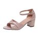 2025 Summer New Women's Low Open Toe Chunky Heel Versatile Soft Leather Outdoor Mom Sandals With Single Strap Buckle_vogvips.com