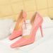 3287-3 Style Patent Leather Stone Pattern Shallow Cut Side Hollow Square Toe Single Shoe High Heels Women's Shoes_vogvips.com